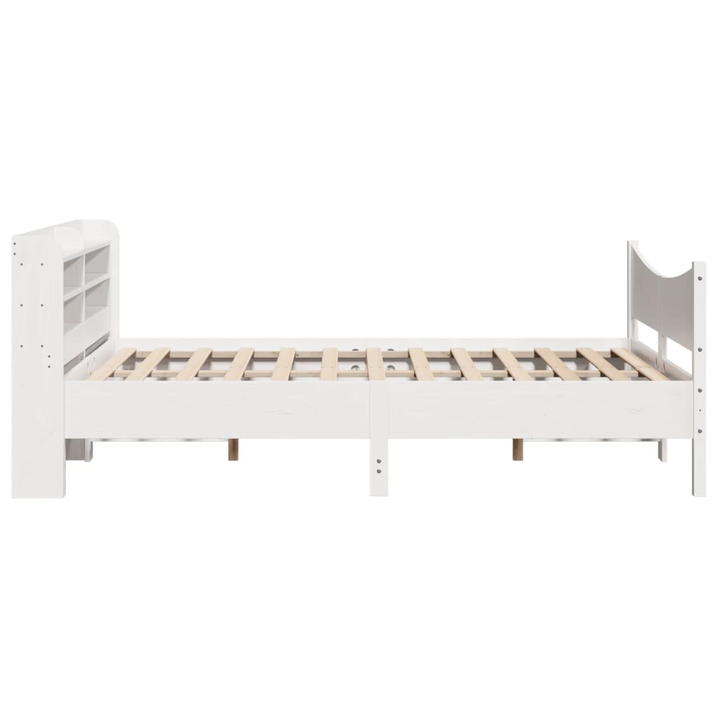 Bed Frame with Headboard White 140x190 cm Solid Wood Pine