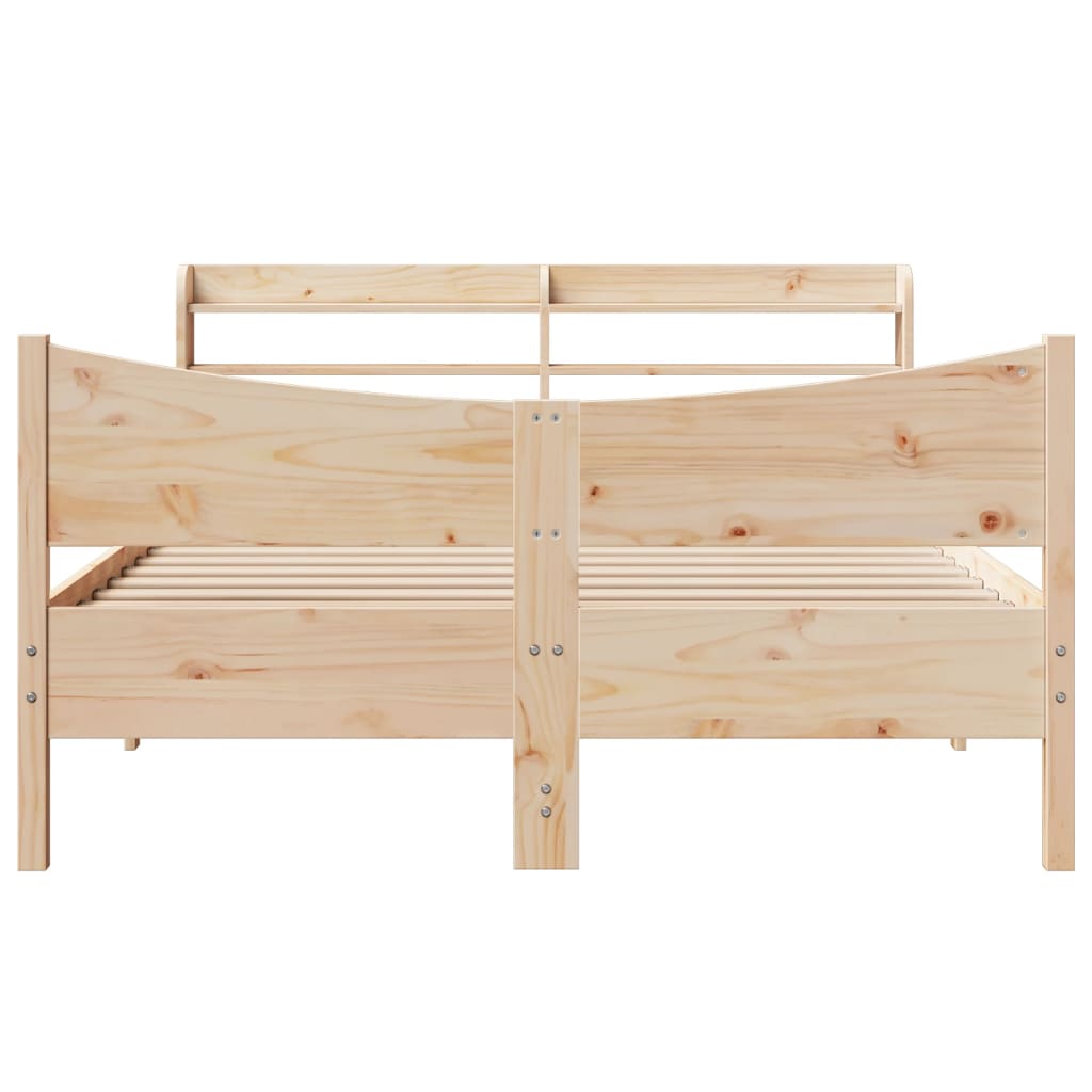 Bed Frame with Headboard 135x190 cm Double Solid Wood Pine