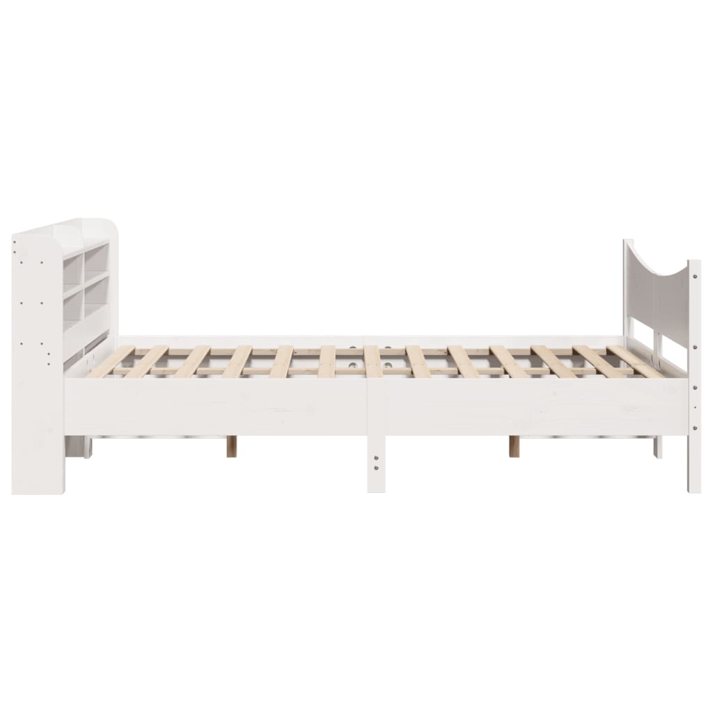 Bed Frame with Headboard White 135x190 cm Double Solid Wood Pine