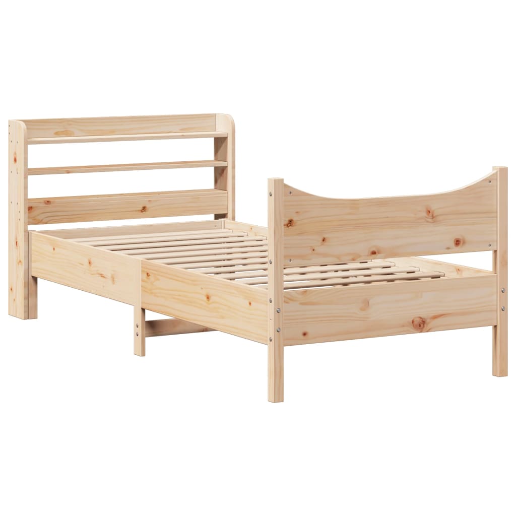 Bed Frame with Headboard 75x190 cm Small Single Solid Wood Pine