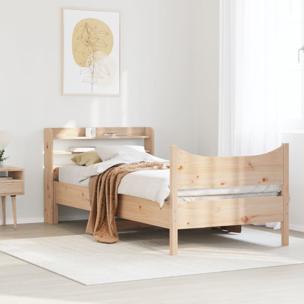 Bed Frame with Headboard 75x190 cm Small Single Solid Wood Pine