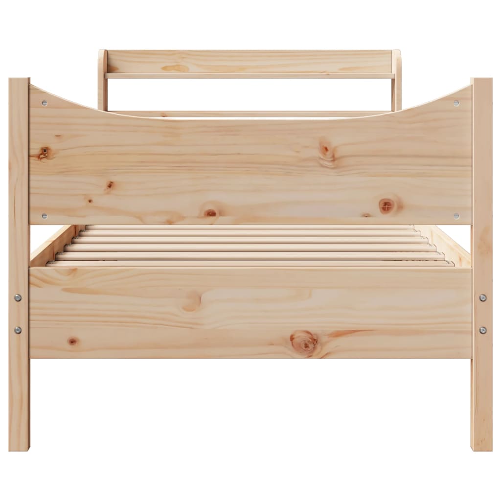 Bed Frame with Headboard 75x190 cm Small Single Solid Wood Pine