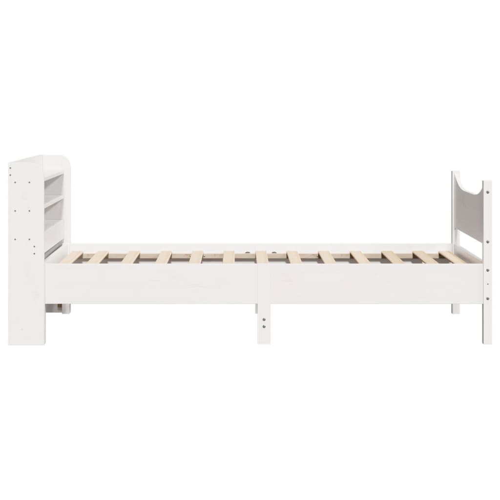 Bed Frame with Headboard White 75x190 cm Small Single Solid Wood Pine