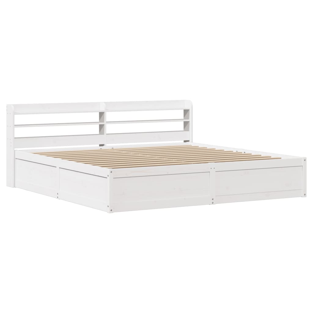 Bed Frame with Headboard White 200x200 cm Solid Wood Pine