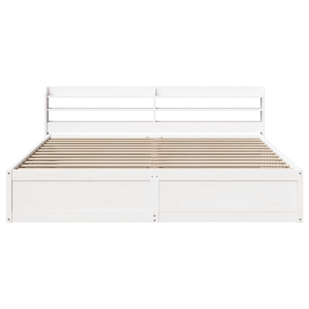 Bed Frame with Headboard White 200x200 cm Solid Wood Pine
