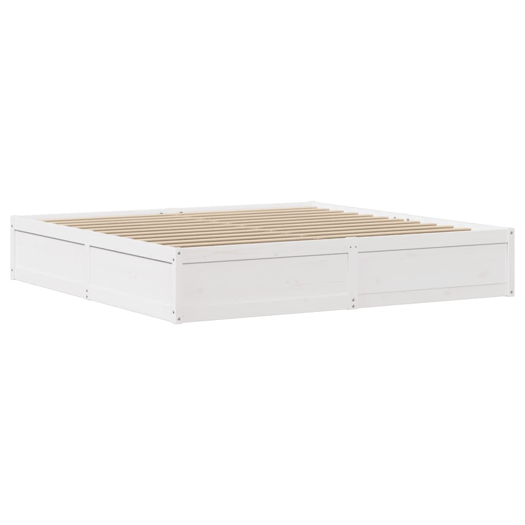 Bed Frame with Headboard White 200x200 cm Solid Wood Pine