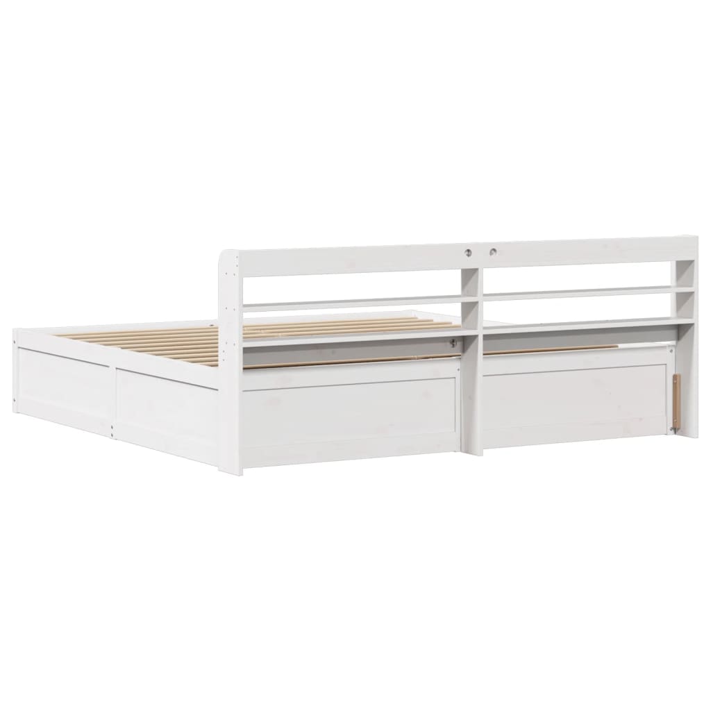 Bed Frame with Headboard White 200x200 cm Solid Wood Pine