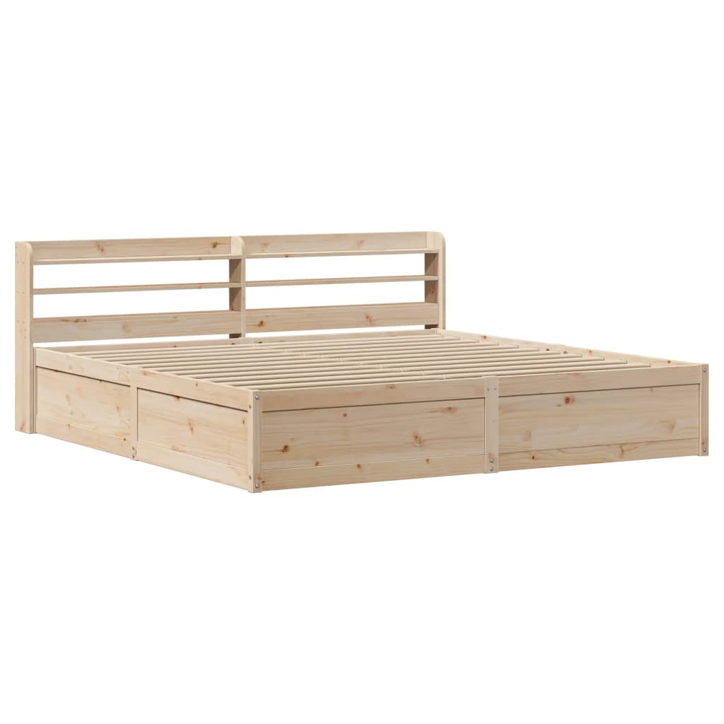 Bed Frame with Headboard 180x200 cm Super King Solid Wood Pine