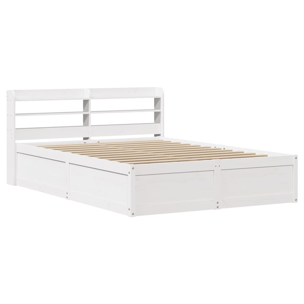 Bed Frame with Headboard White 160x200 cm Solid Wood Pine