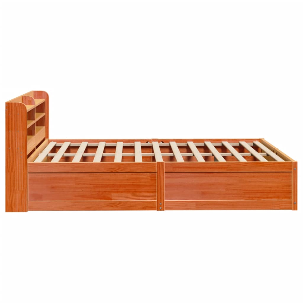 Bed Frame with Headboard Wax Brown 160x200 cm Solid Wood Pine