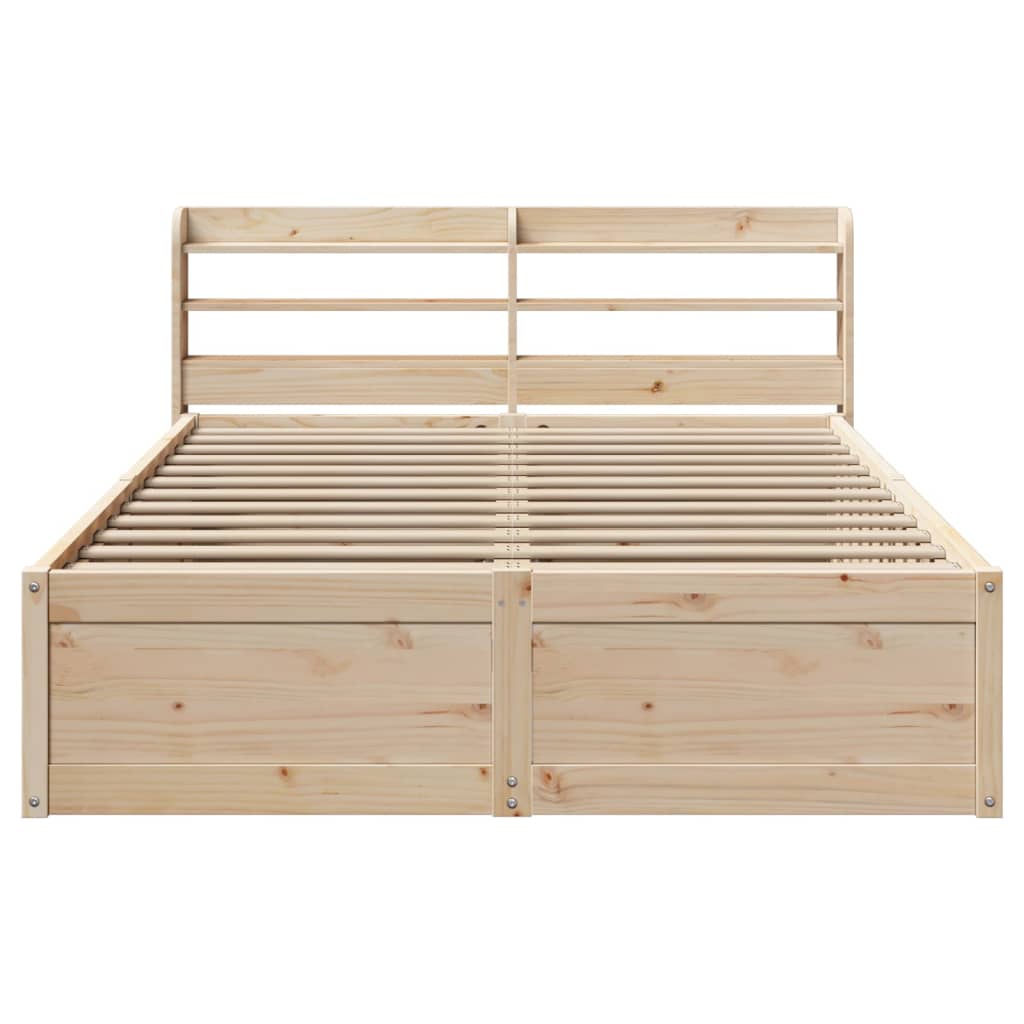 Bed Frame with Headboard 140x200 cm Solid Wood Pine