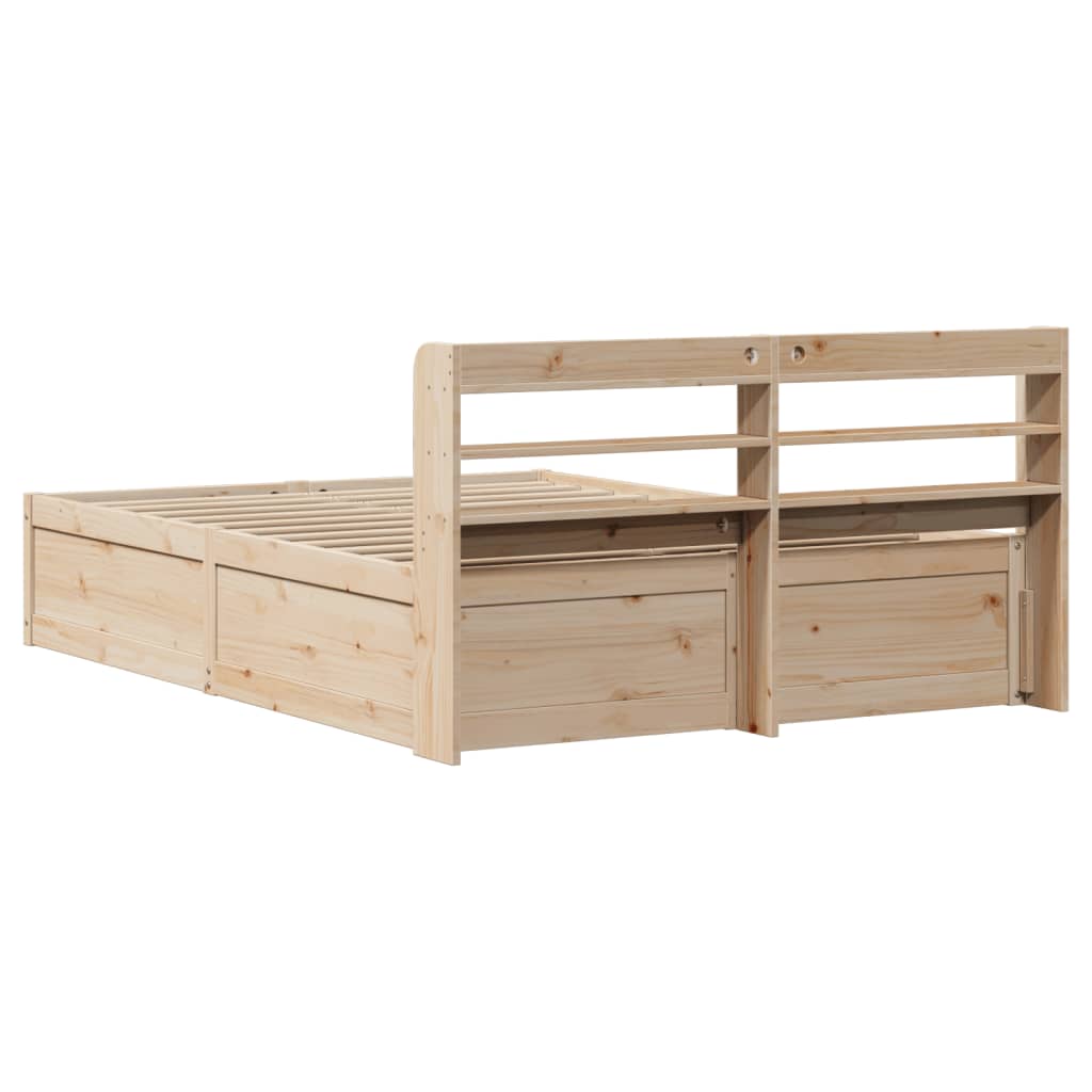 Bed Frame with Headboard 120x200 cm Solid Wood Pine