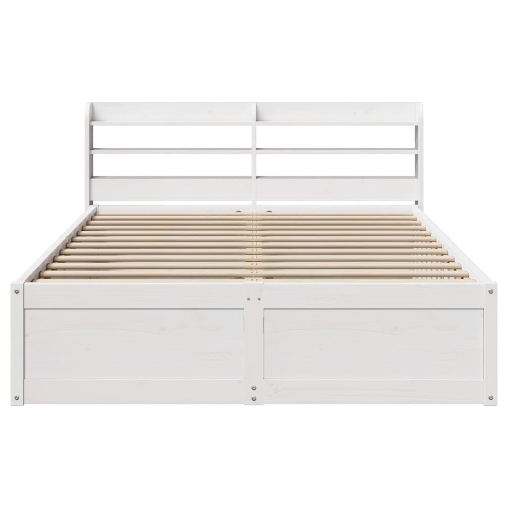 Bed Frame with Headboard White 120x200 cm Solid Wood Pine