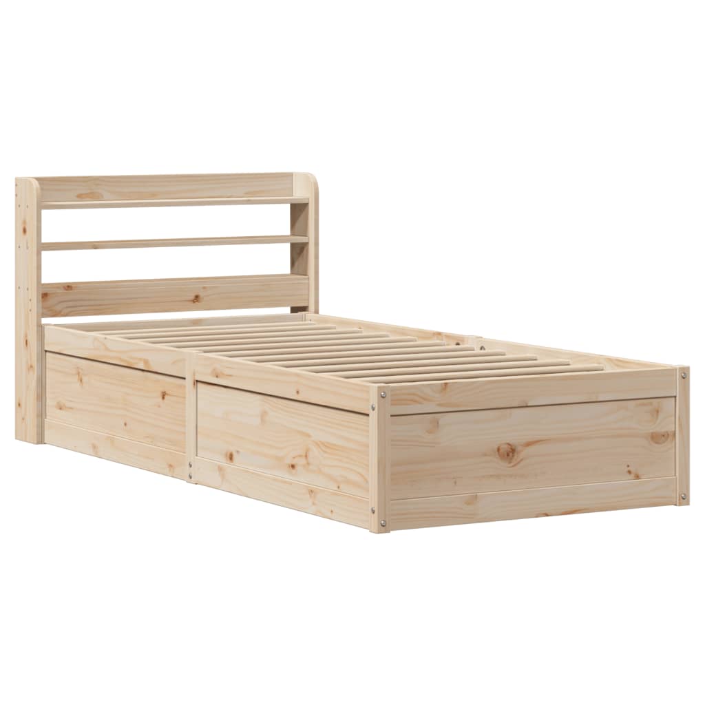 Bed Frame with Headboard 100x200 cm Solid Wood Pine