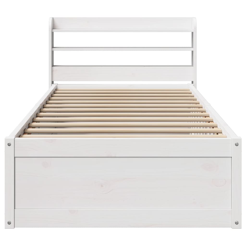 Bed Frame with Headboard White 90x200 cm Solid Wood Pine