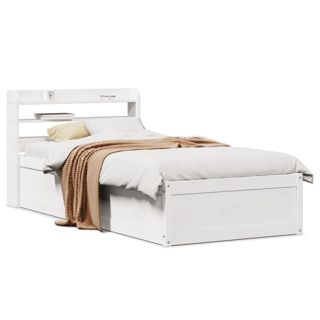 Bed Frame with Headboard White 90x200 cm Solid Wood Pine