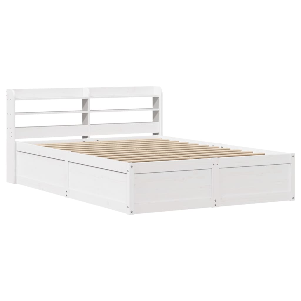 Bed Frame with Headboard White 140x190 cm Solid Wood Pine