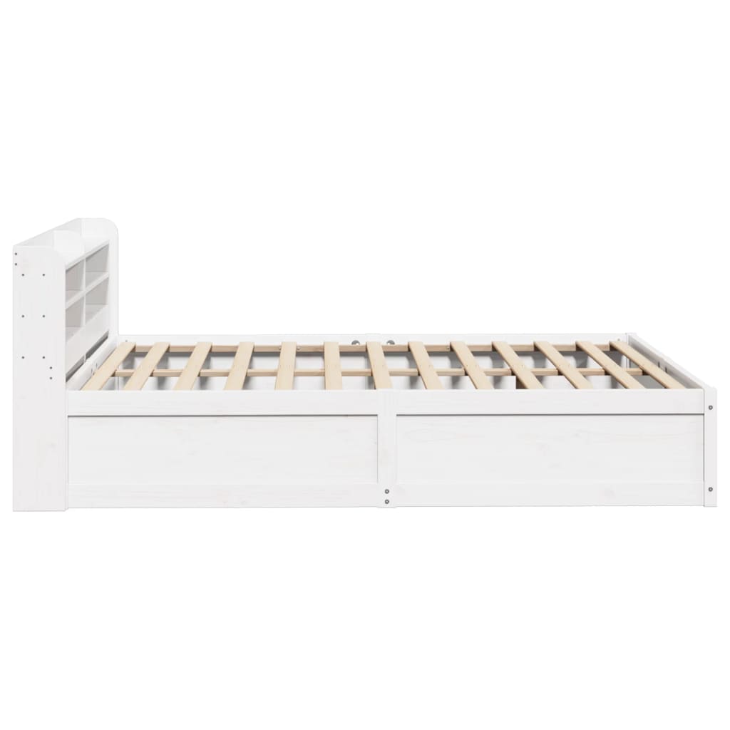 Bed Frame with Headboard White 135x190 cm Double Solid Wood Pine