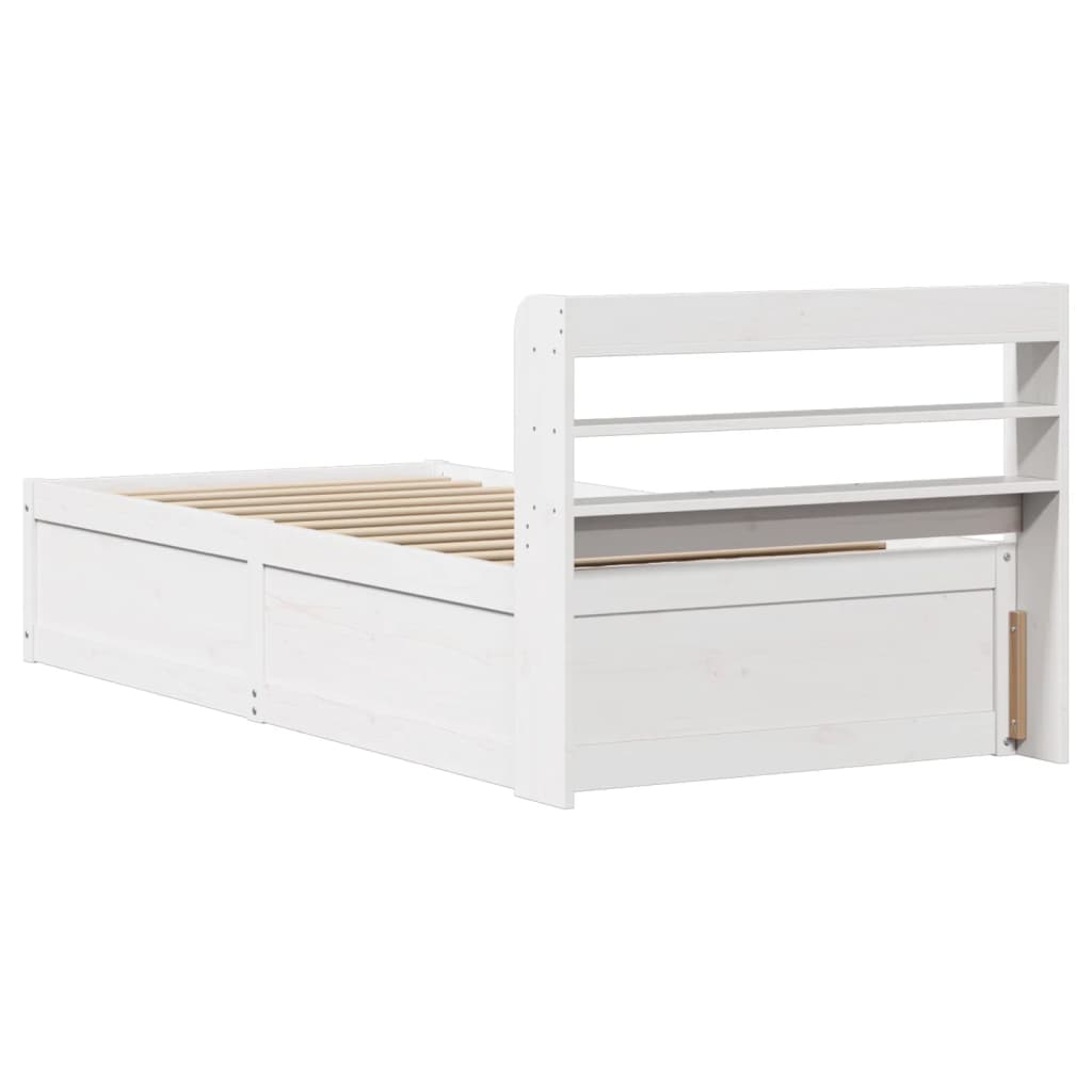 Bed Frame with Headboard White 75x190 cm Small Single Solid Wood Pine