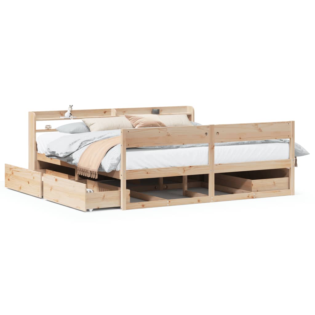 Bed Frame without Mattress 200x200 cm Solid Wood Pine