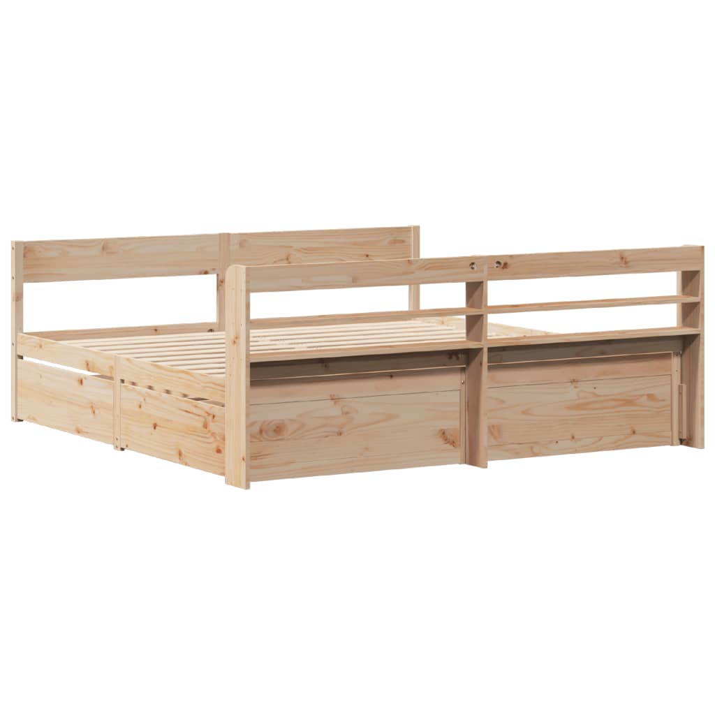Bed Frame without Mattress 200x200 cm Solid Wood Pine
