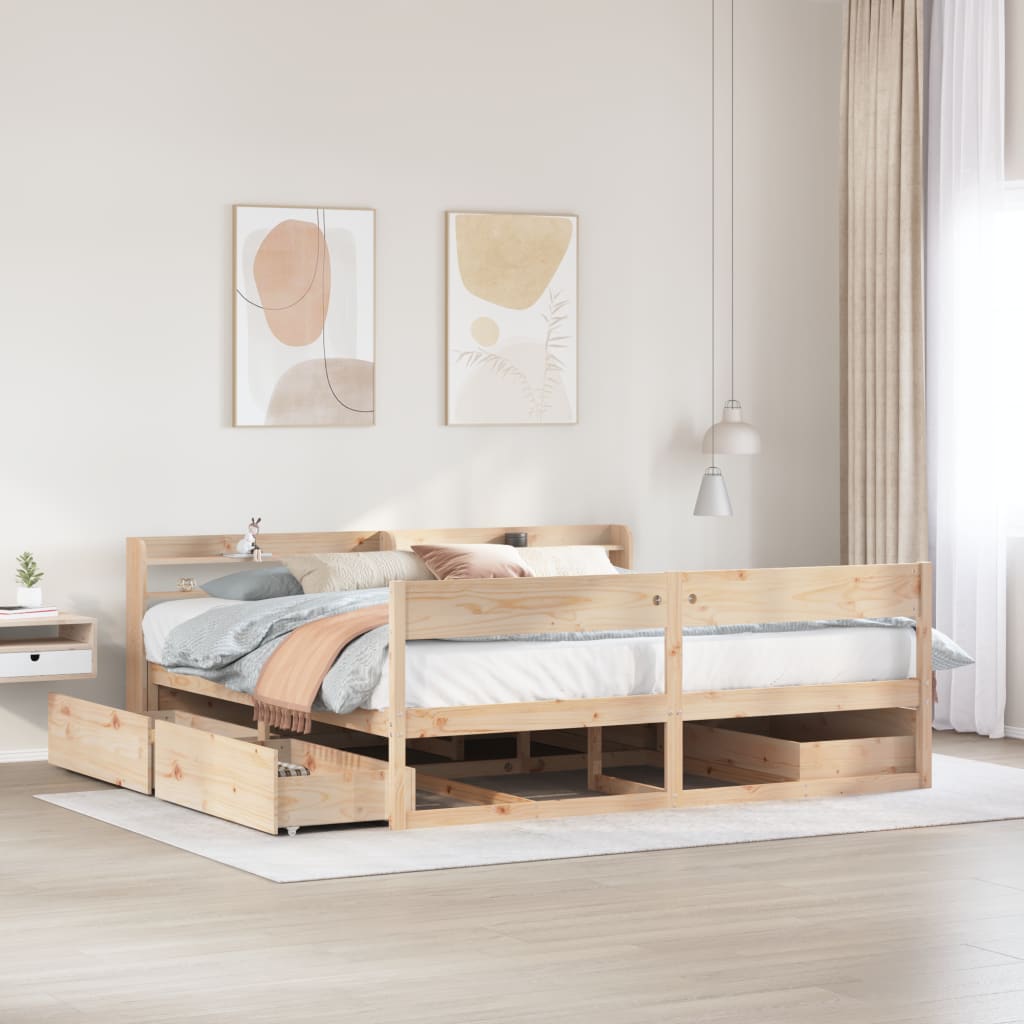 Bed Frame without Mattress 200x200 cm Solid Wood Pine