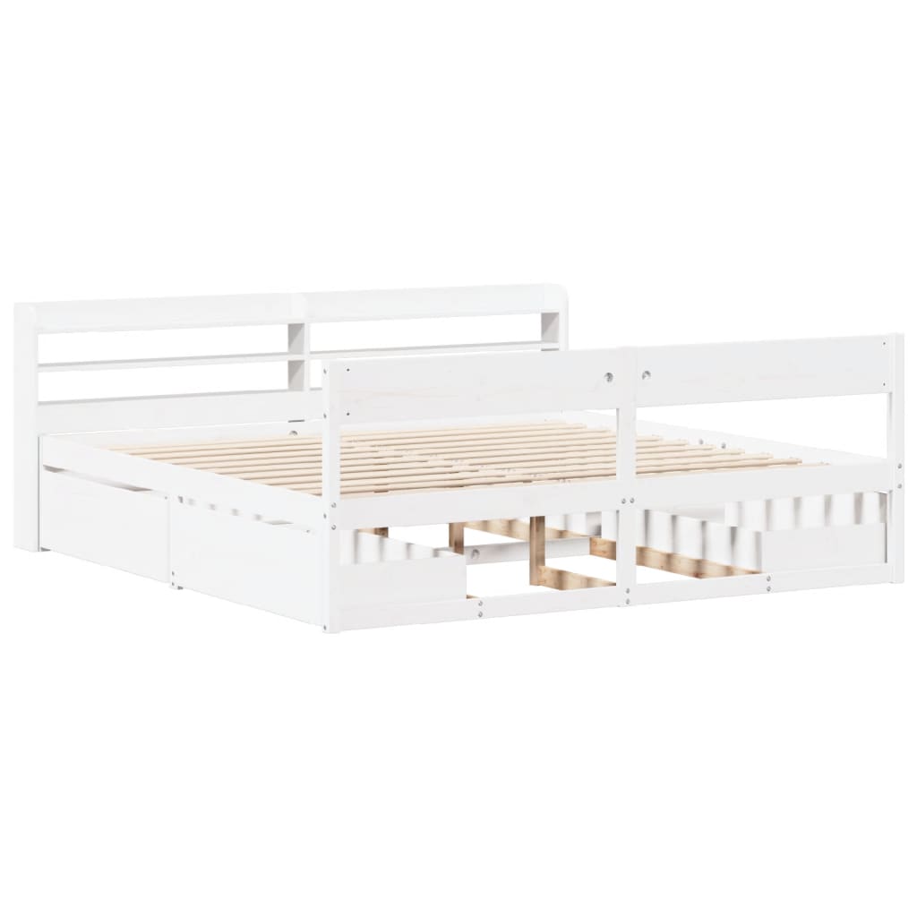 Bed Frame without Mattress White 180x200 cm Super King Solid Wood Pine