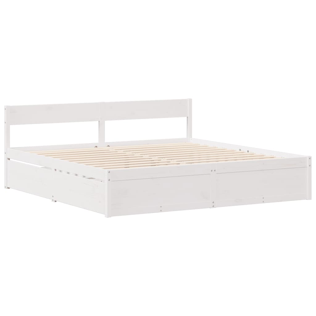 Bed Frame without Mattress White 180x200 cm Super King Solid Wood Pine