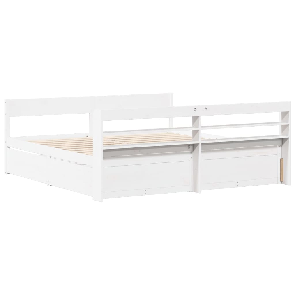 Bed Frame without Mattress White 180x200 cm Super King Solid Wood Pine