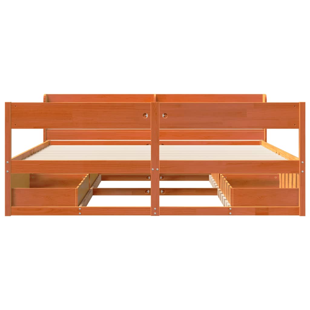 Bed Frame without Mattress Wax Brown 180x200 cm Super King Solid Wood Pine