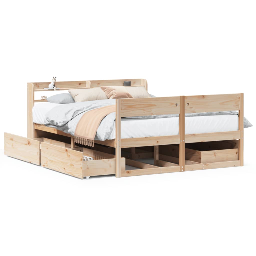 Bed Frame without Mattress 160x200 cm Solid Wood Pine
