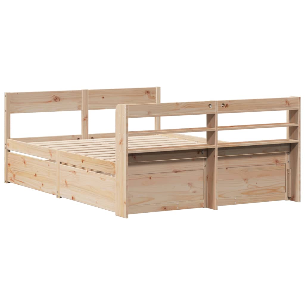 Bed Frame without Mattress 140x200 cm Solid Wood Pine