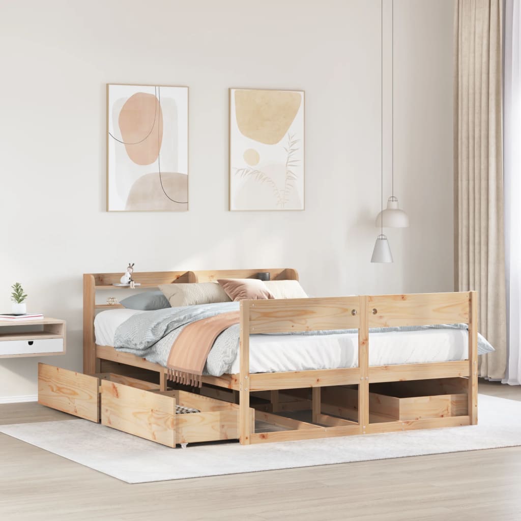 Bed Frame without Mattress 120x200 cm Solid Wood Pine