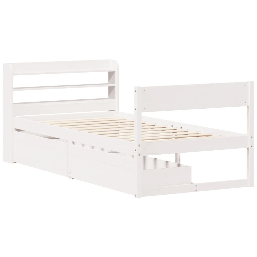 Bed Frame without Mattress White 90x200 cm Solid Wood Pine