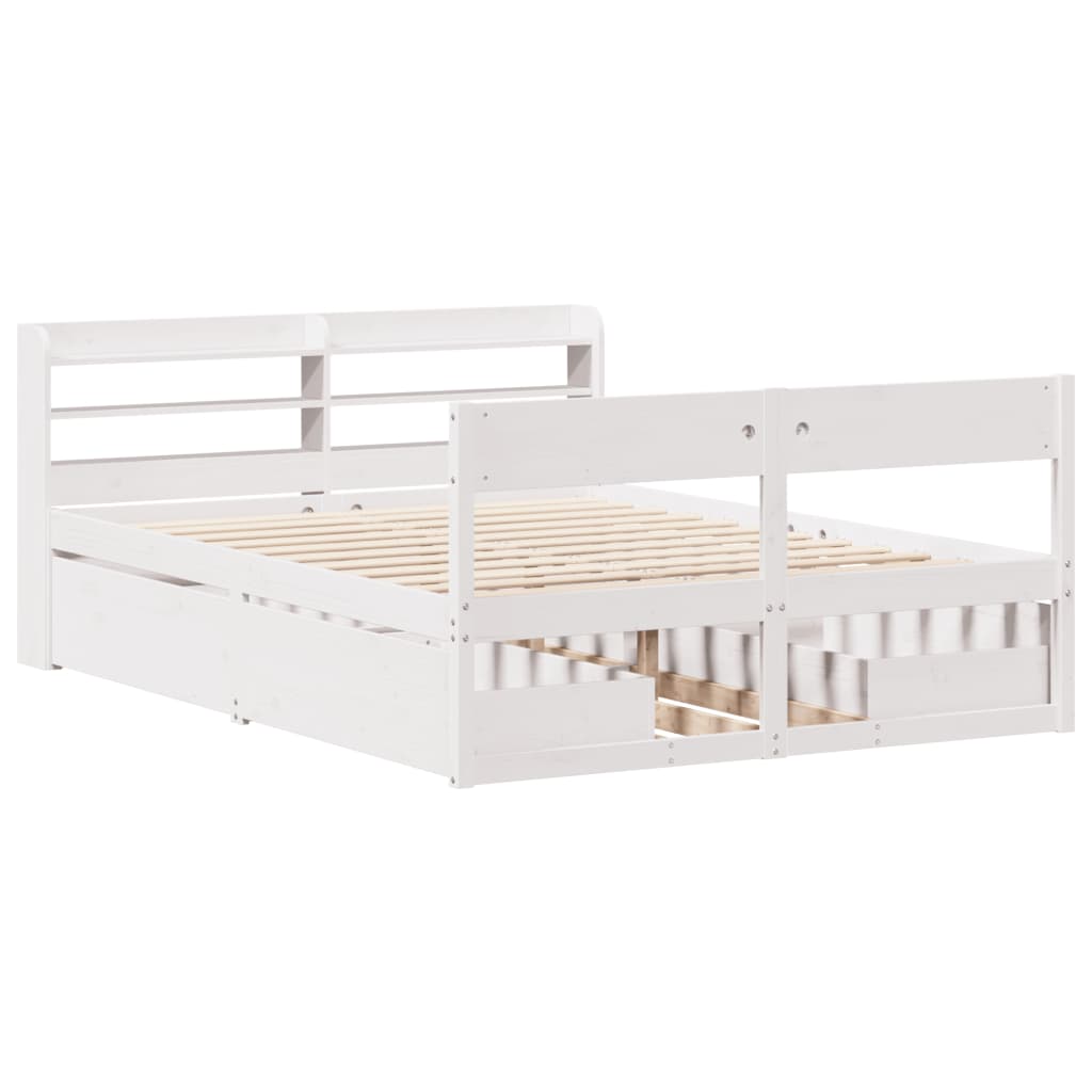 Bed Frame without Mattress White 140x190 cm Solid Wood Pine