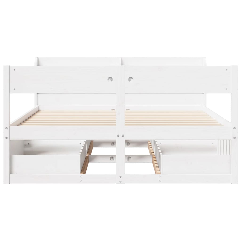 Bed Frame without Mattress White 140x190 cm Solid Wood Pine