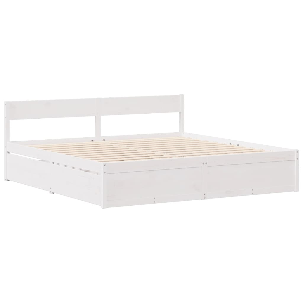 Bed Frame without Mattress White 140x190 cm Solid Wood Pine