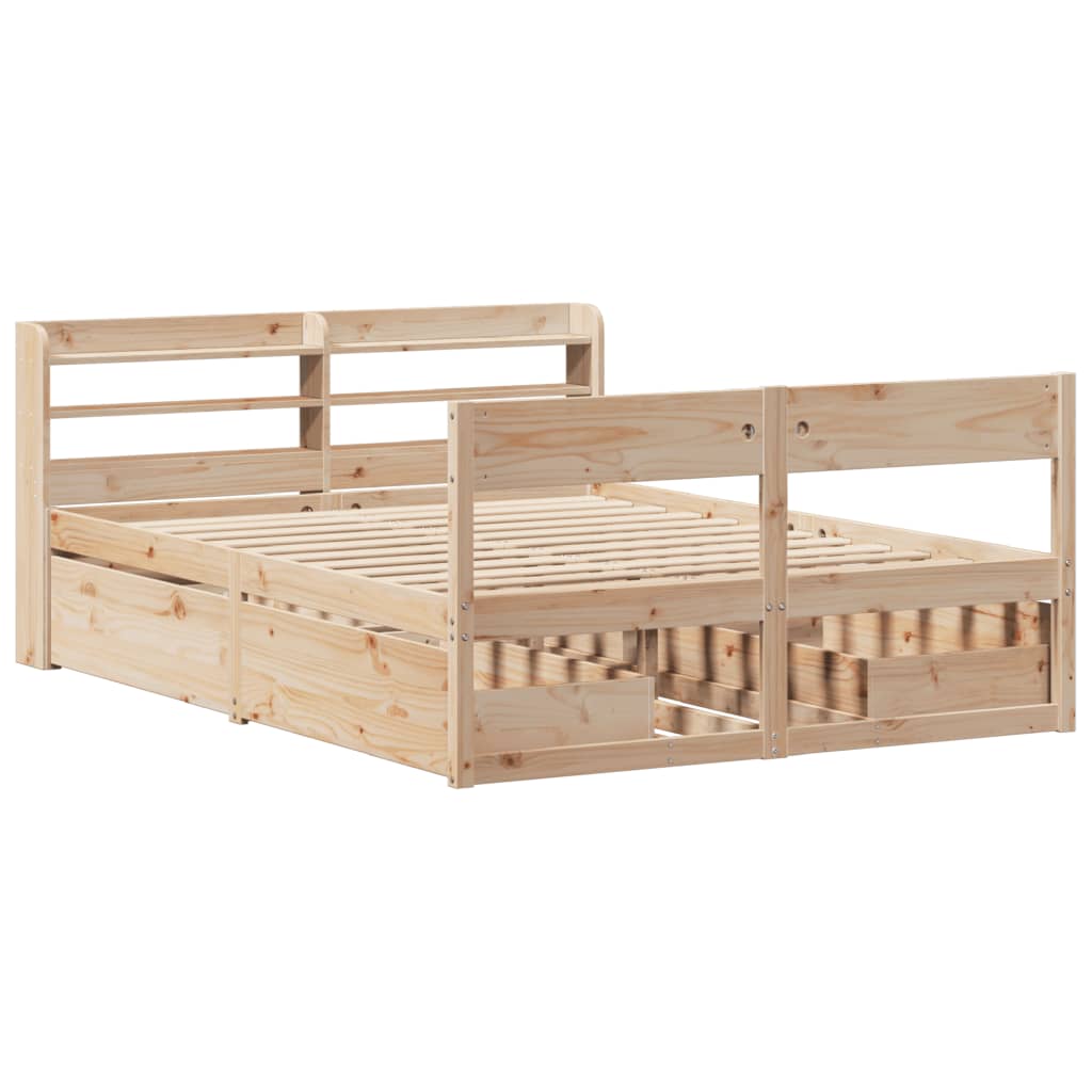 Bed Frame without Mattress 135x190 cm Double Solid Wood Pine