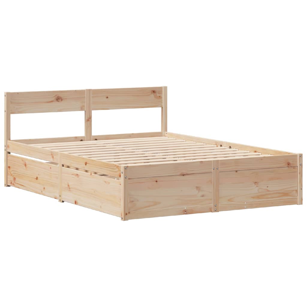 Bed Frame without Mattress 135x190 cm Double Solid Wood Pine