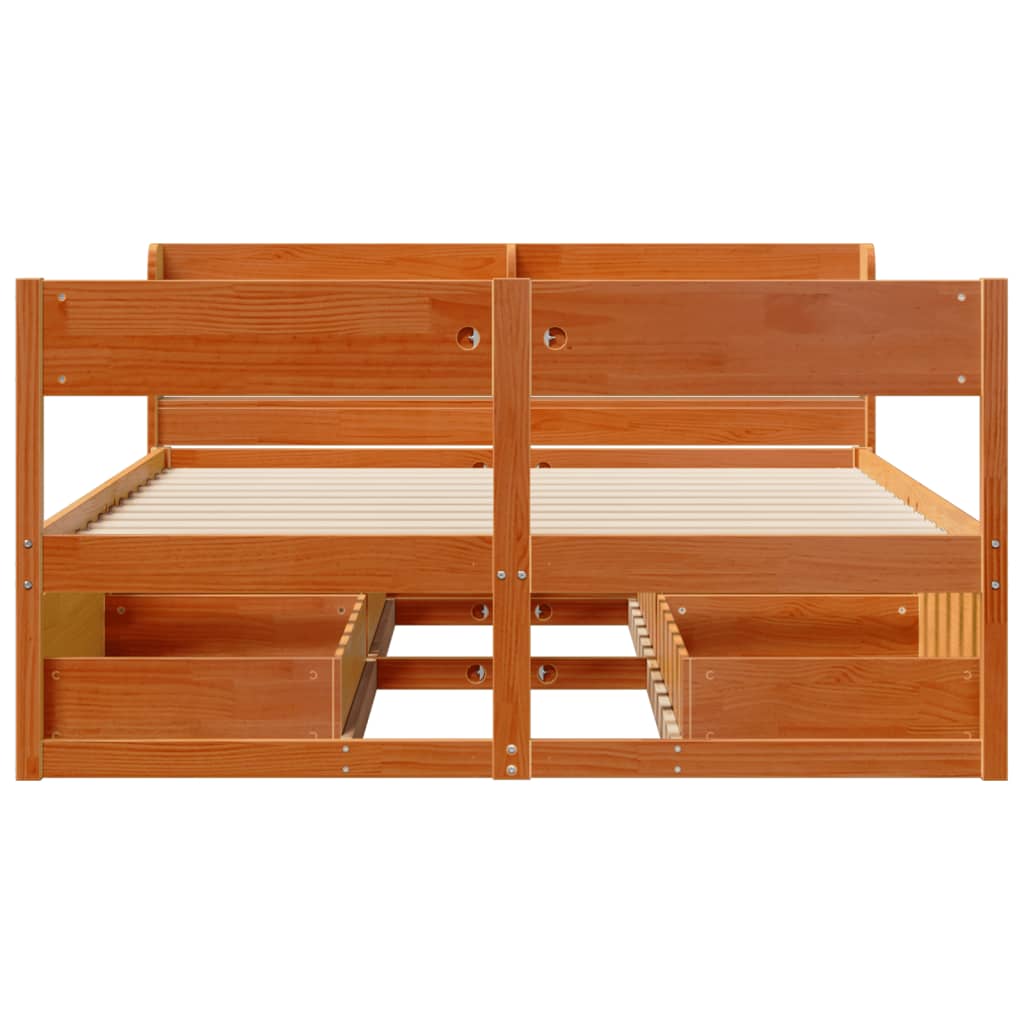 Bed Frame without Mattress Wax Brown 120x190 cm Small Double Solid Wood Pine