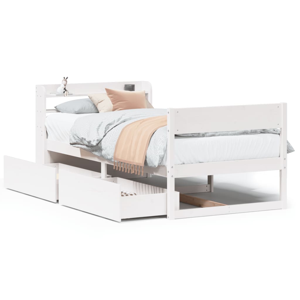 Bed Frame without Mattress White 90x190 cm Single Solid Wood Pine