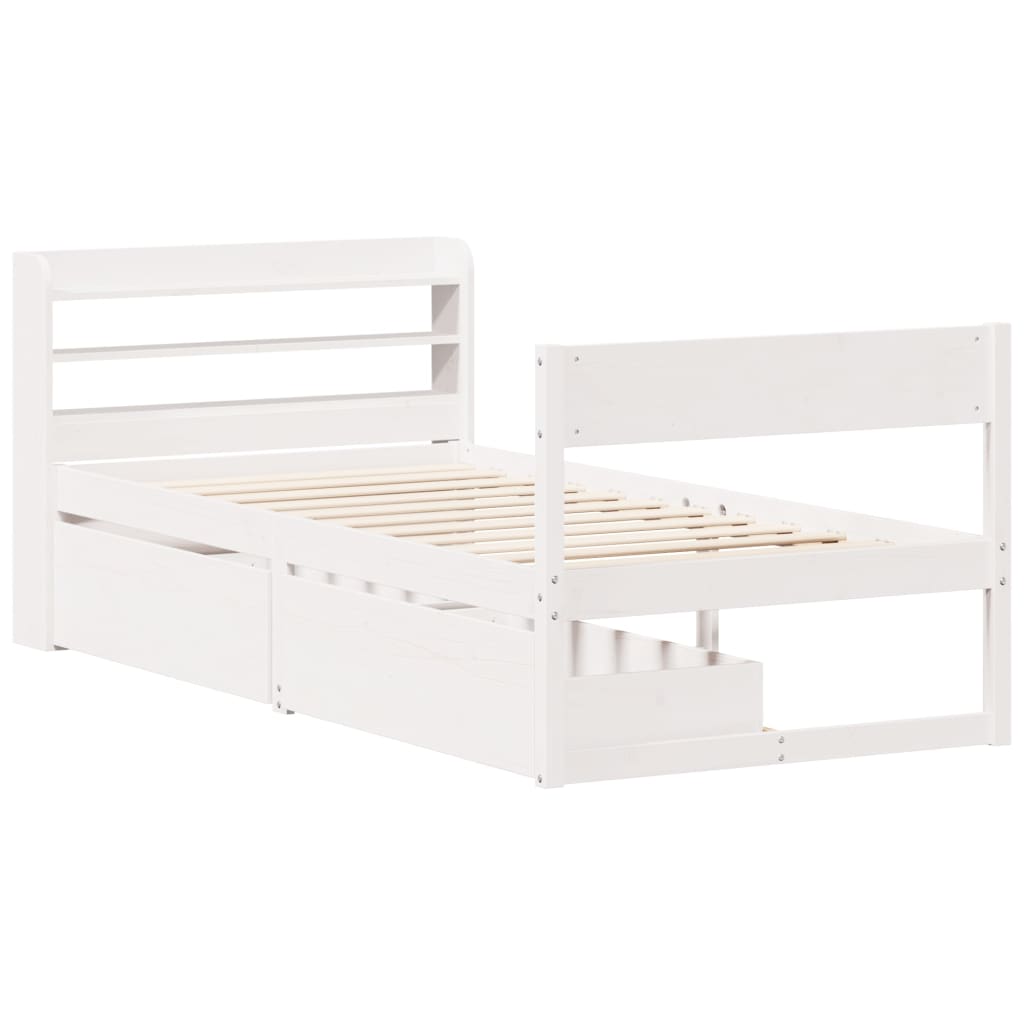 Bed Frame without Mattress White 90x190 cm Single Solid Wood Pine