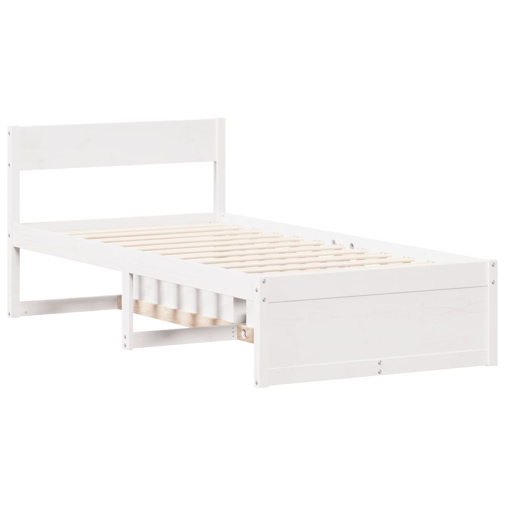 Bed Frame without Mattress White 90x190 cm Single Solid Wood Pine