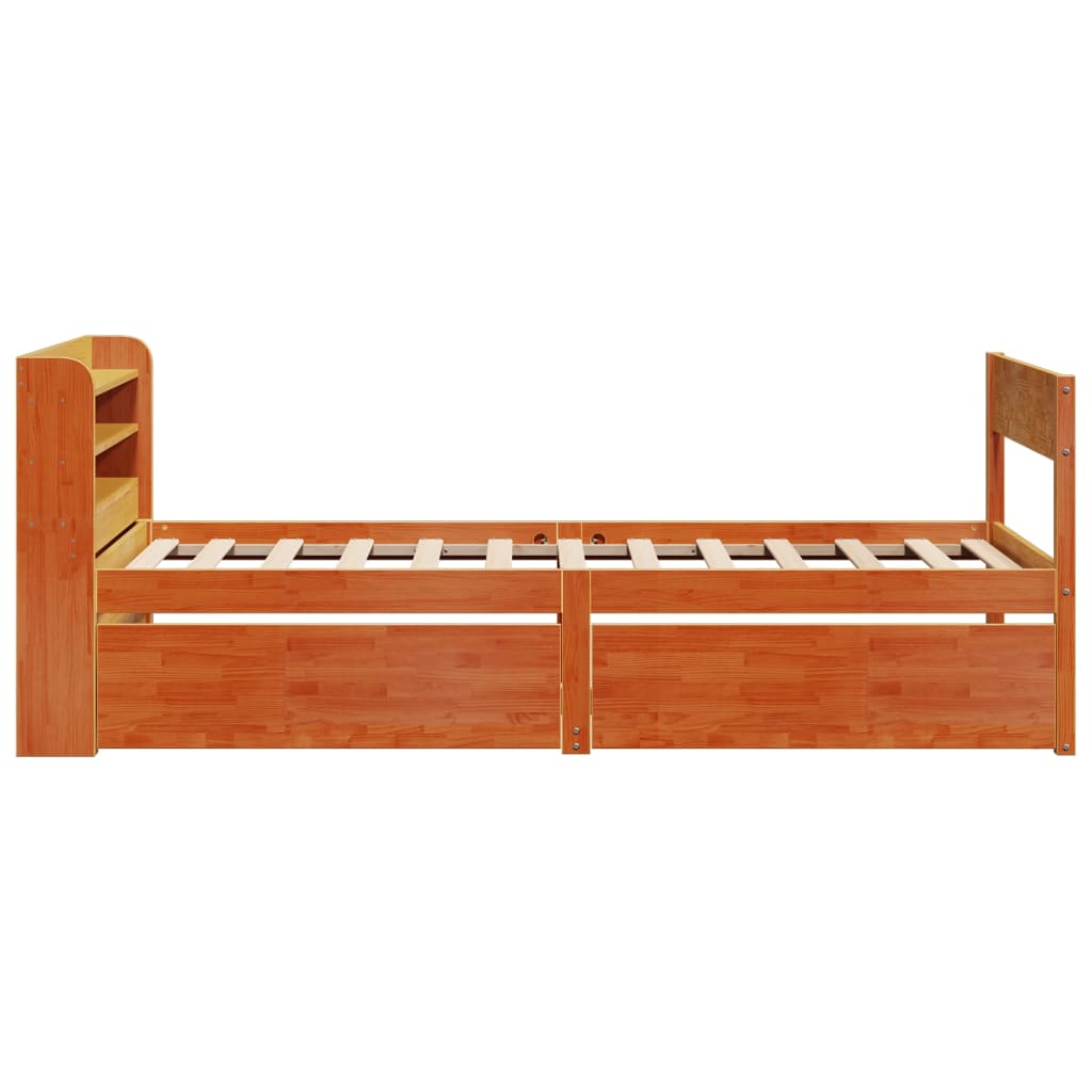 Bed Frame without Mattress Wax Brown 75x190 cm Small Single Solid Wood Pine