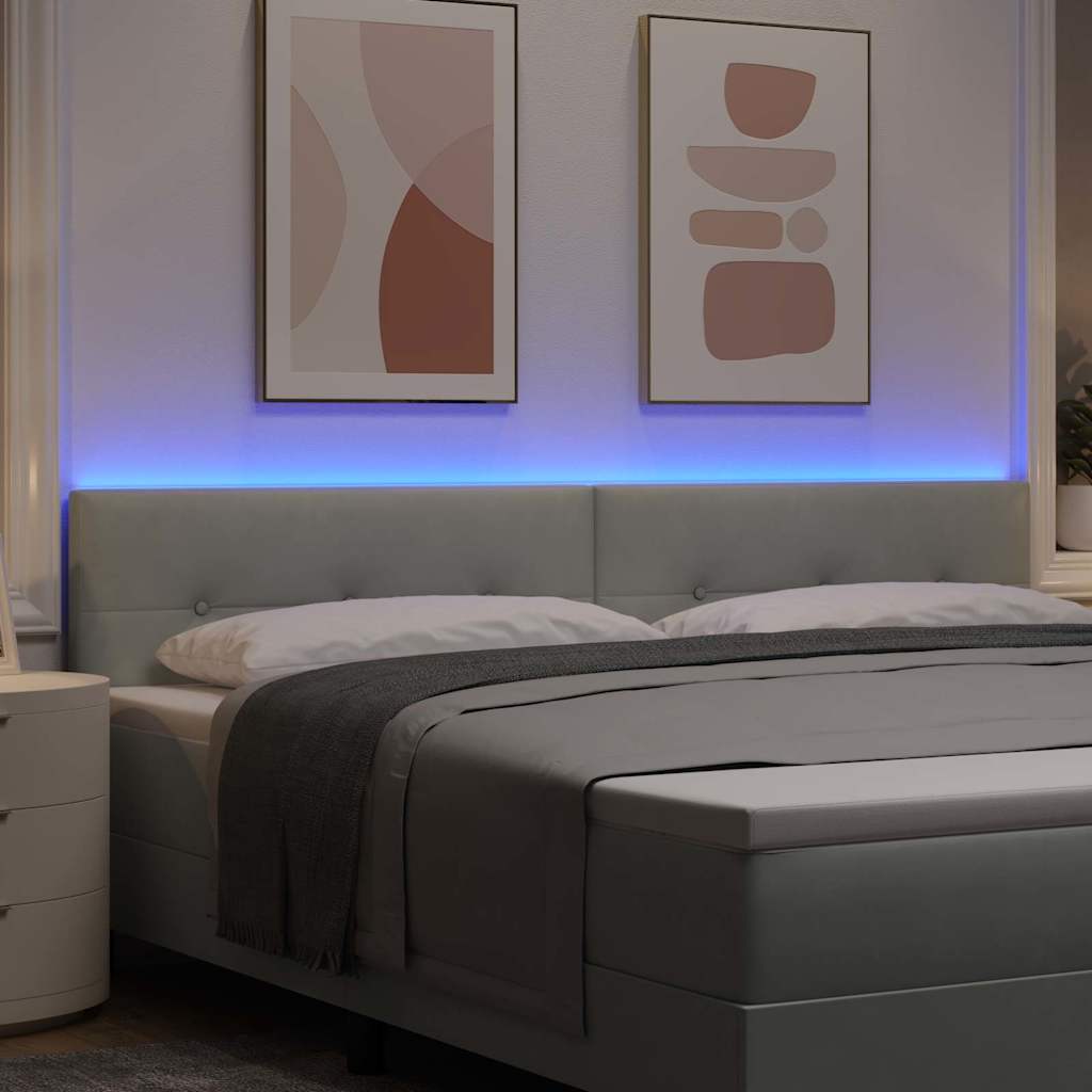 Headboard with LED Strip Lights Light Grey 100 cm Velvet