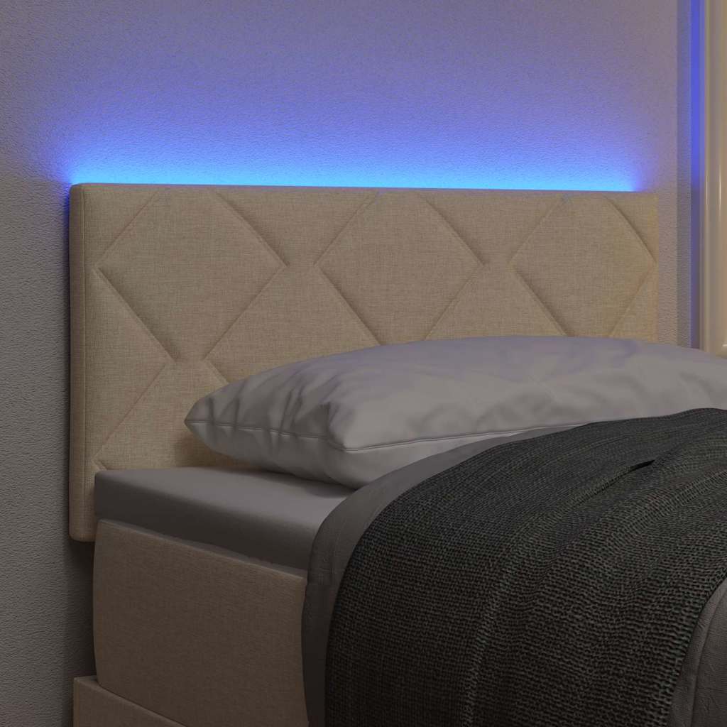 Headboard with LED Strip Lights Adjustable Cream 80 cm Fabric