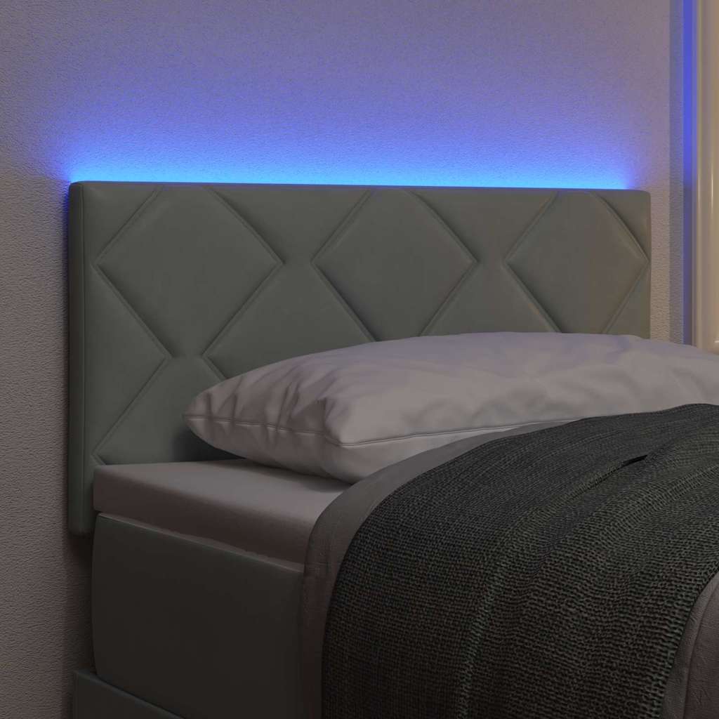 LED Headboard with LED Strip Lights Light grey 80 cm Velvet