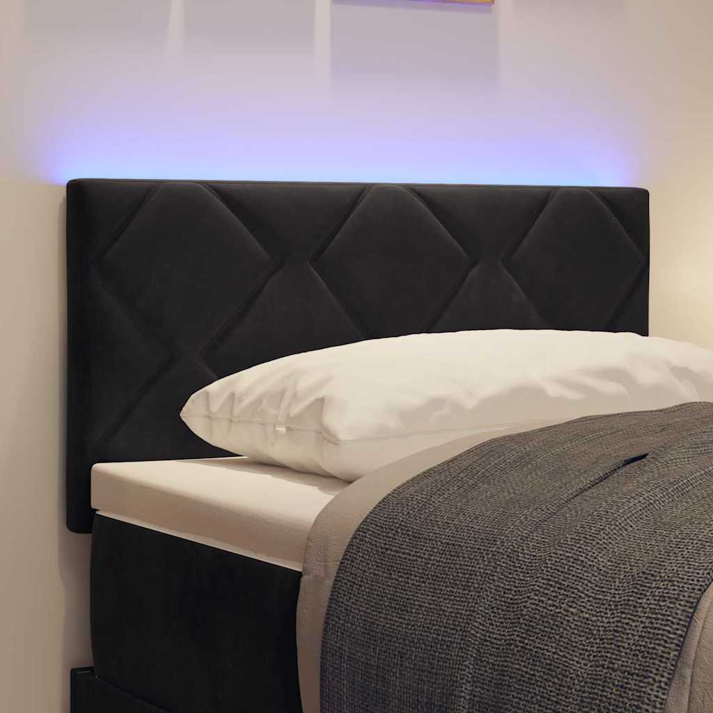 LED Headboard with LED Strip Lights Manual Black 80 cm Velvet