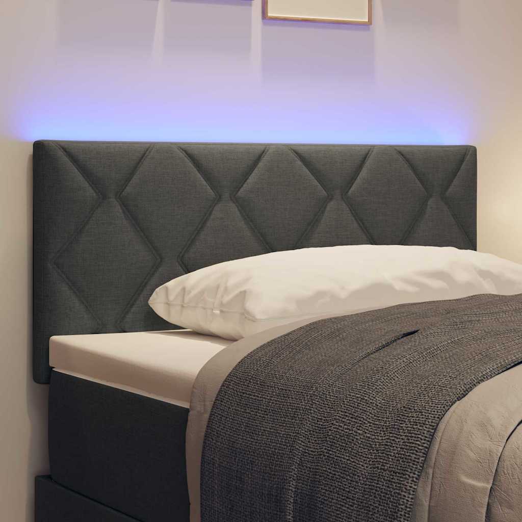 Headboard with LED Strip Lights Adjustable Grey 90 cm Fabric