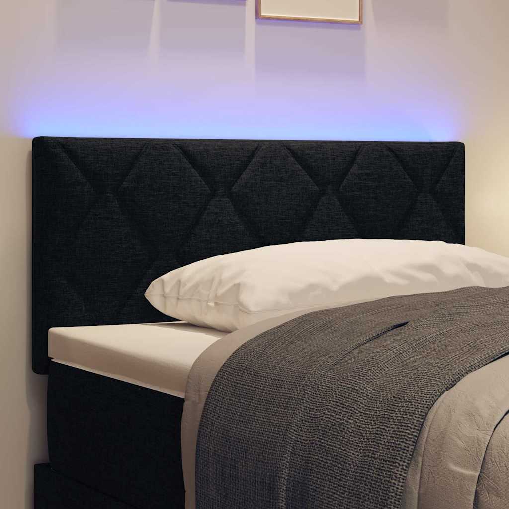 Headboard with LED Strip Lights Adjustable Black 90 cm Fabric